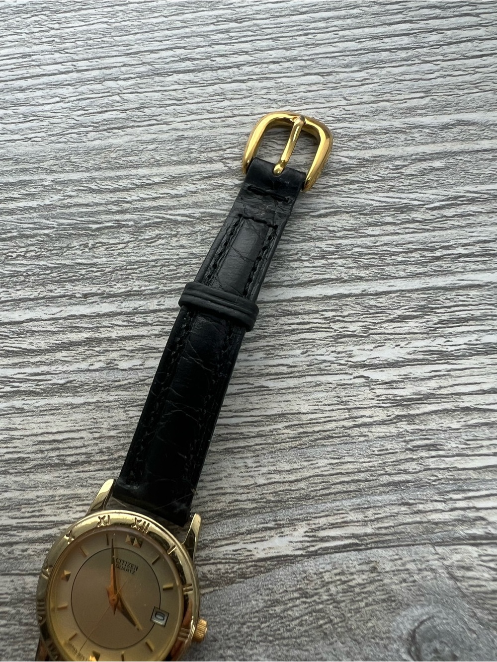 Citizen Women’s Gold-Tone Dress Watch with Black Leather Strap - Picture 4 of 8